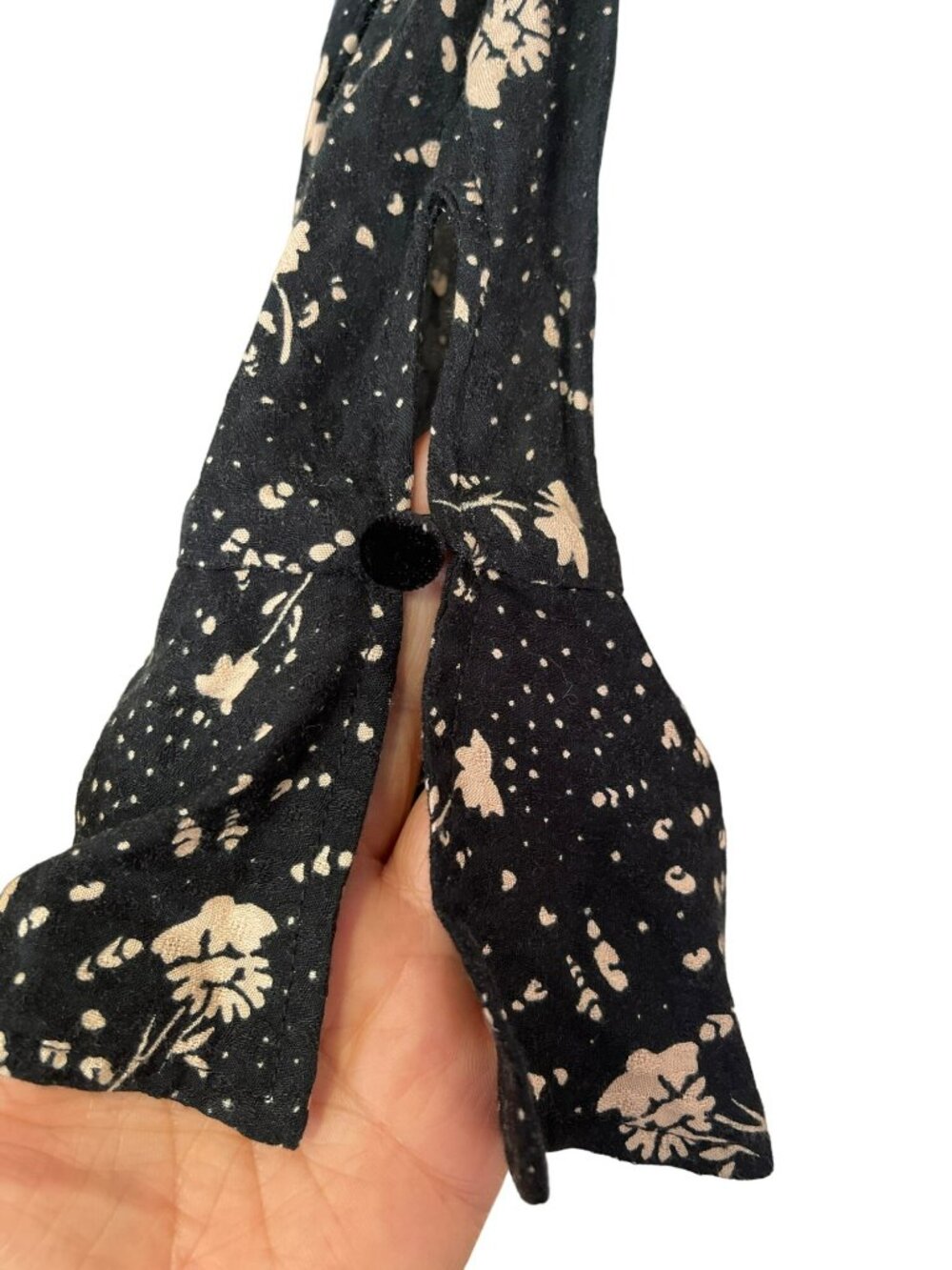 Free People Black Floral Mini Dress Tess Long Sleeve XS NWT - Picture 6 of 9